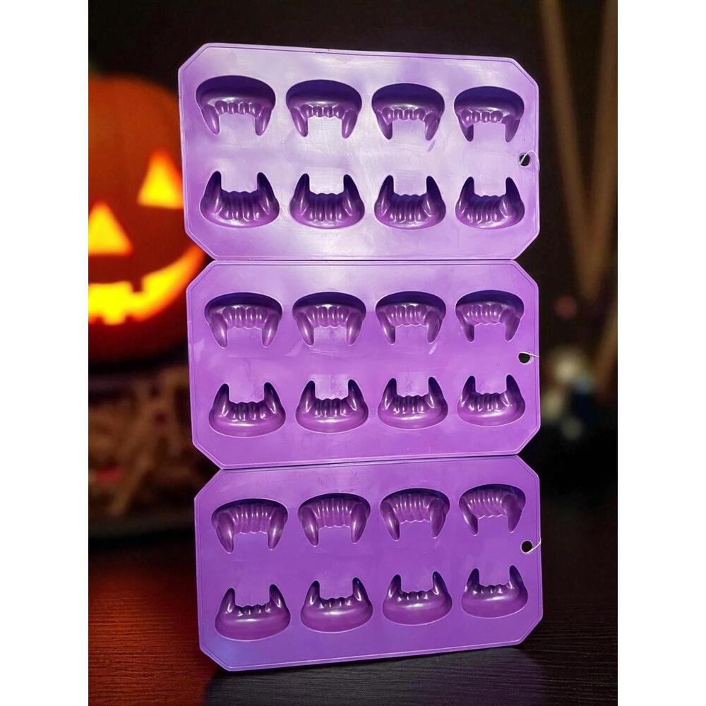 3 Silicone Ice Cube Trays – Vampire Teeth Mold for Halloween Party & Spooky Fun
